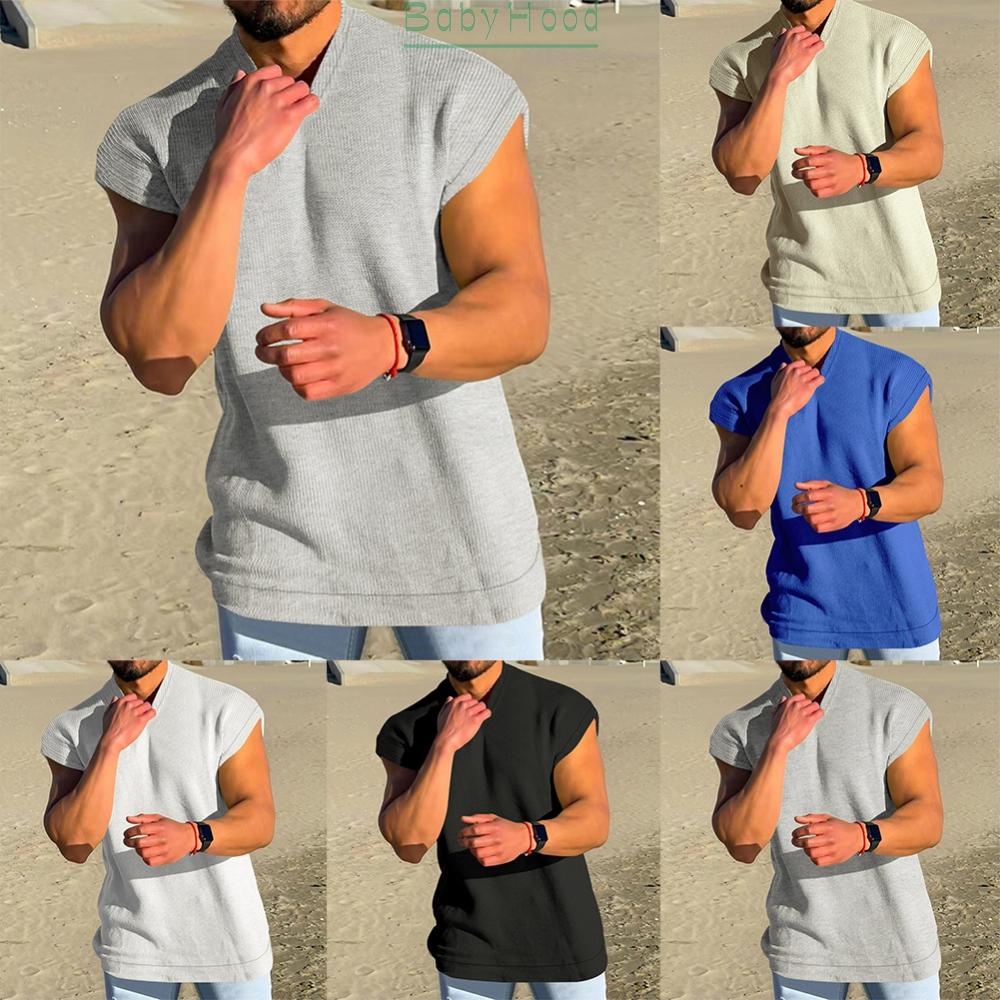 【Big Discounts】Gentlemen Male Mens Tops Gym Muscle Polyester Regular Shirt Sleeveless#BBHOOD