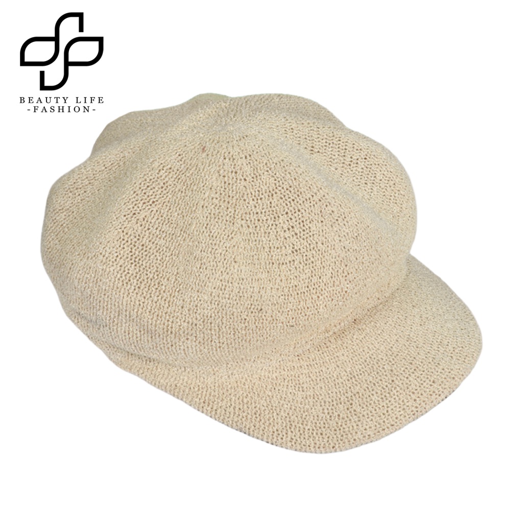 Nón Beret Dệt Kim Vành Tròn Màu Sắc Trơn Phong Cách Hàn Quốc Thời Trang Xuân Thu Cho Nữ