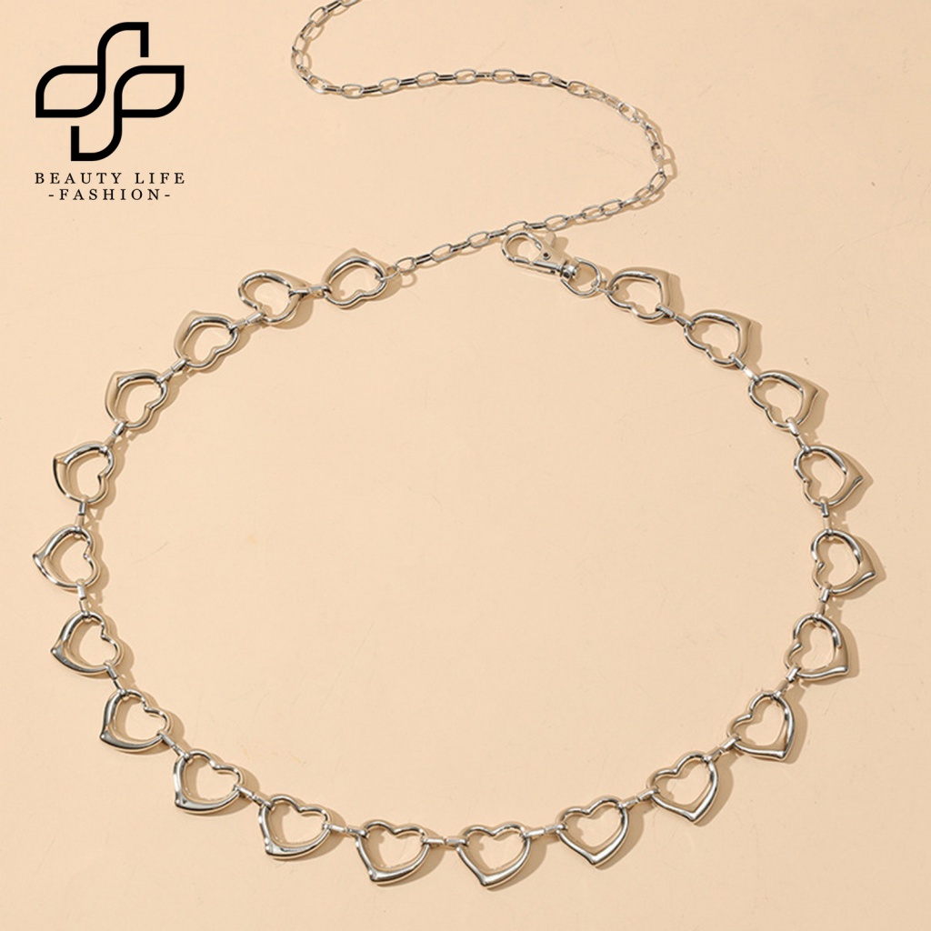 Dây Xích Thắt Lưng Mạ Bạc Bóng Cao Thanh Lịch Gợi Cảm Trang Trí Hình Trái Tim Cho Nữ Mặc Hàng Ngày