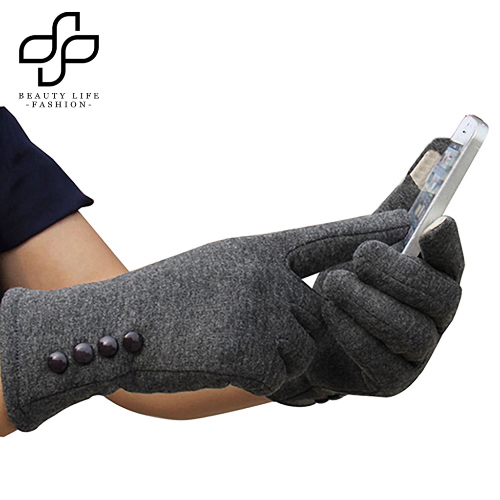 Găng Tay Mềm Mại Chống Gió Giữ Ấm Mùa Đông Có Nút Chạm Màn Hình Cảm Ứ