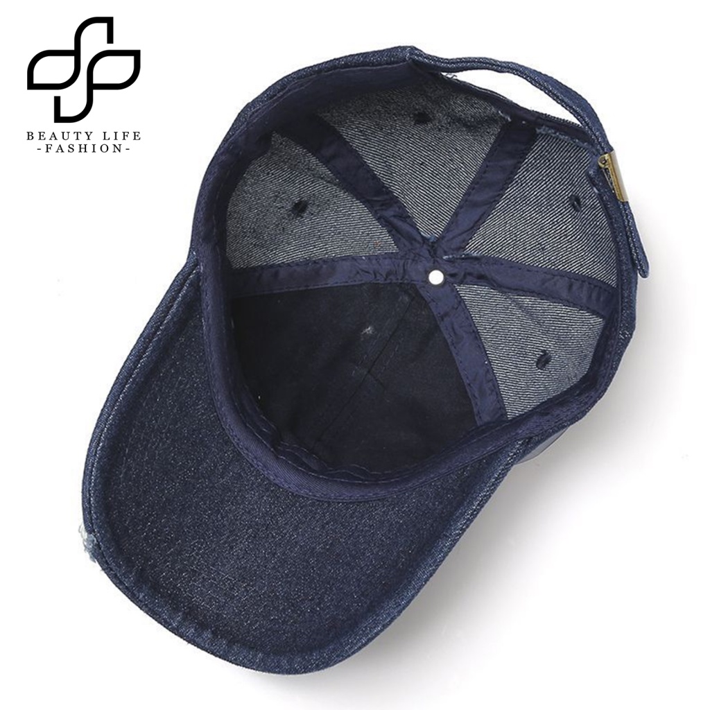 Mũ Denim Màu Trơn Rách Gối Phong Cách Hip Hop Cho Nam Và Nữ