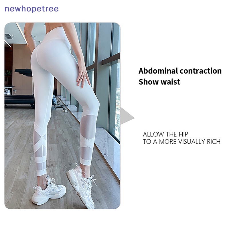 Ntvn Quần Legging Thể Thao Chạy Bộ Tập Yoga Phối Lưới Mỏng Co Giãn Ghép Chữ Mùa Hè Mới Cho Nữ