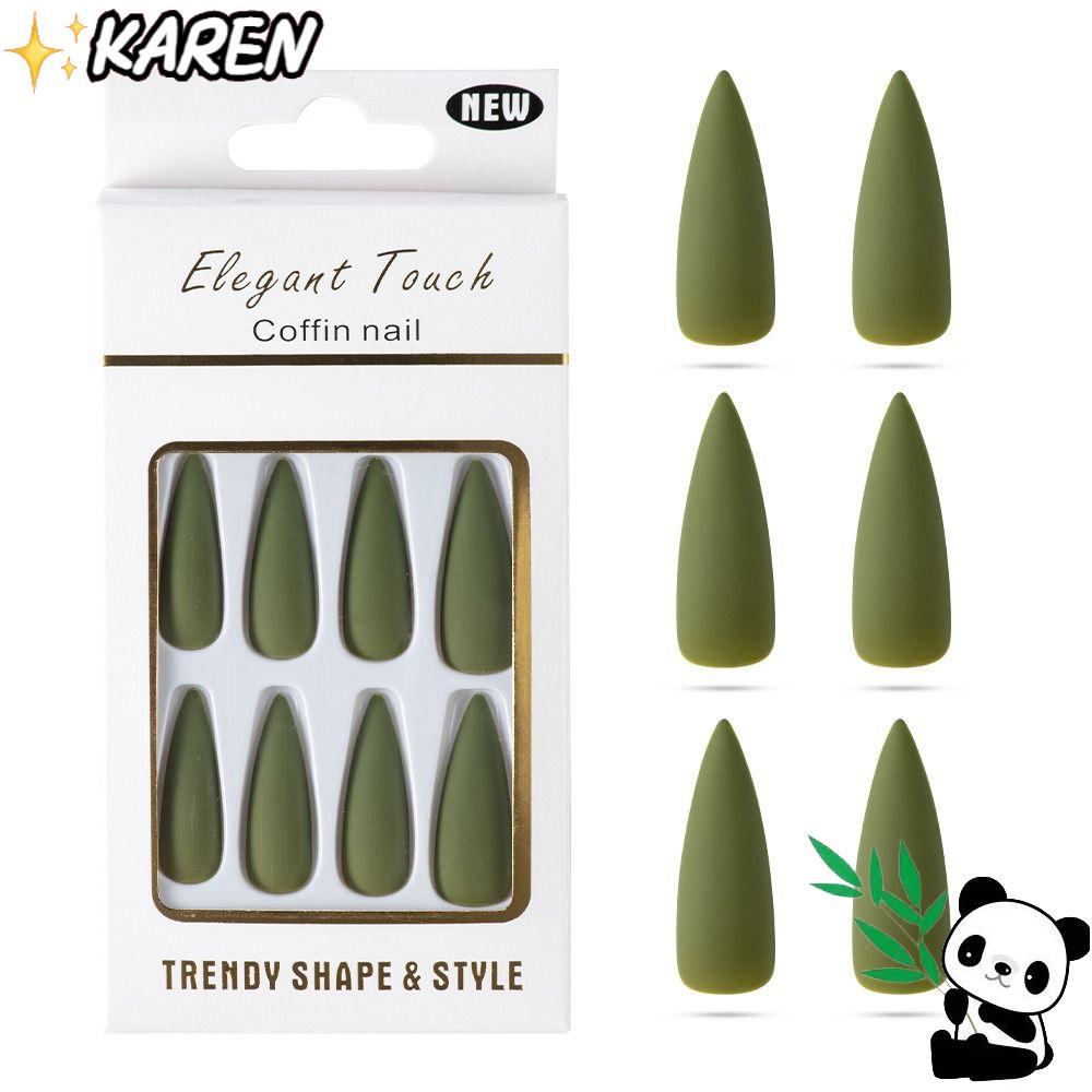 Bộ 30 Móng Tay Giả Dạng Nhấn Che Phủ Toàn Diện Màu Trơn