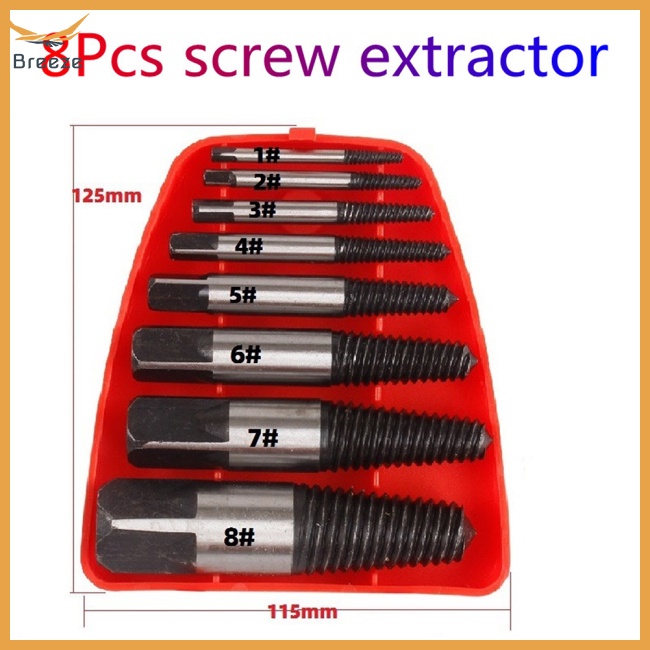Set 8 Mũi Khoan Tháo Gỡ Ốc Vít Hư Hỏng Bằng Thép Carbon Độ Cứng Cao