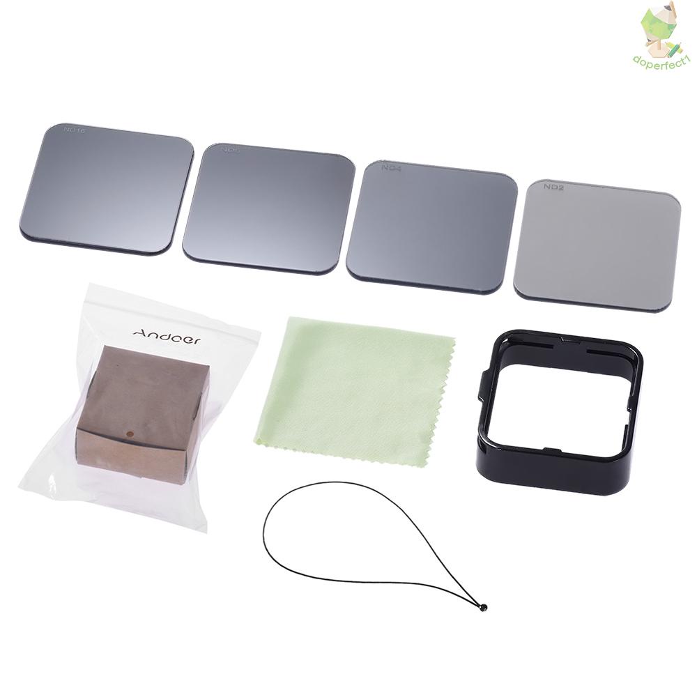Andoer Square ND Lens Filter Protector Kit Set(ND2/ND4/ND8/ND16) Replacement for  4/3+/3 w/ Mounting Frame Holder   Came-6.5
