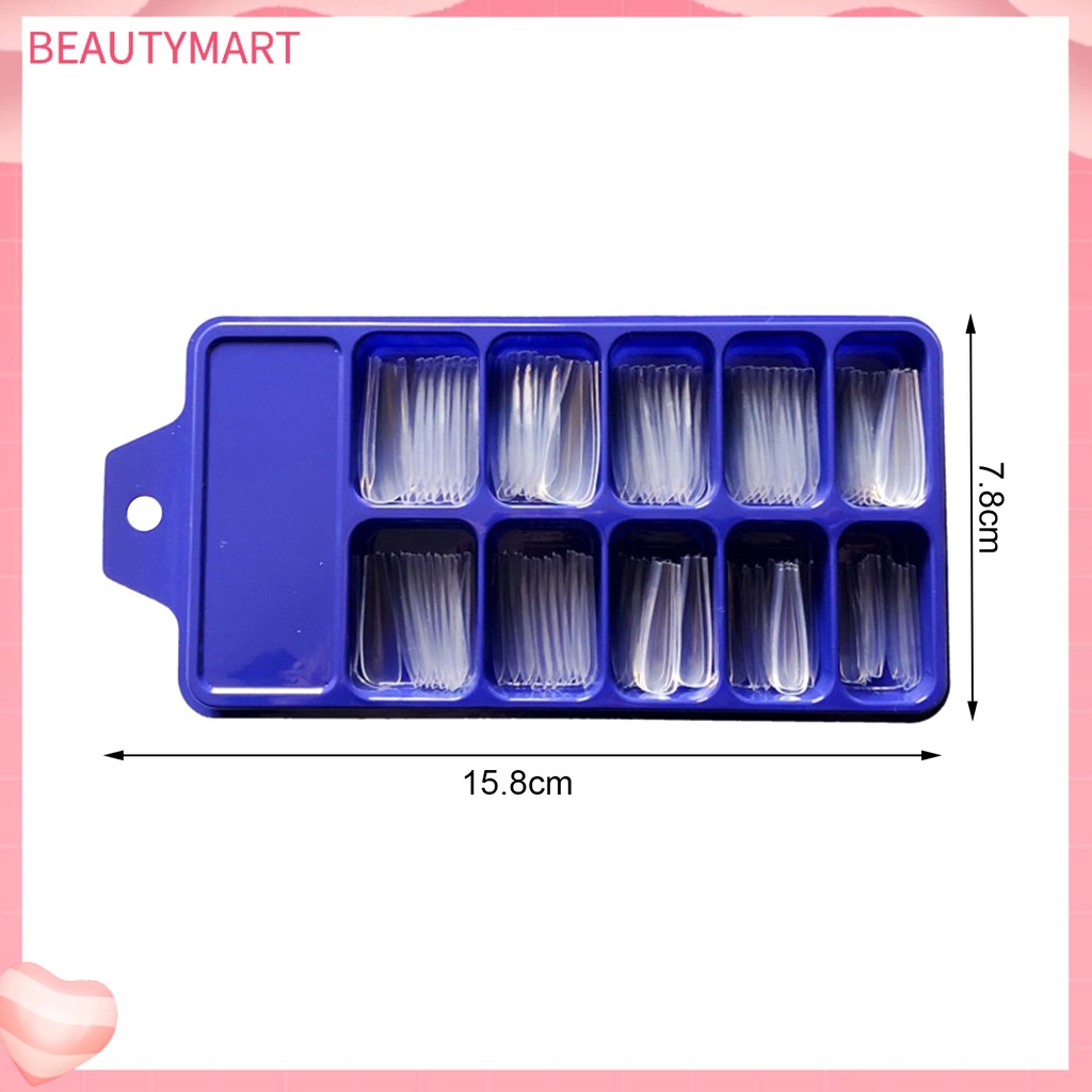 Bộ 100 Móng Tay Giả Trong Mờ Không Cần Keo Dán Thời Trang