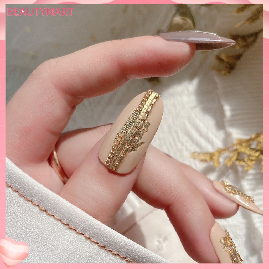 Dây Mắt Xích Màu Vàng / Bạc Lấp Lánh Chống Rơi Trang Trí Móng Tay DIY