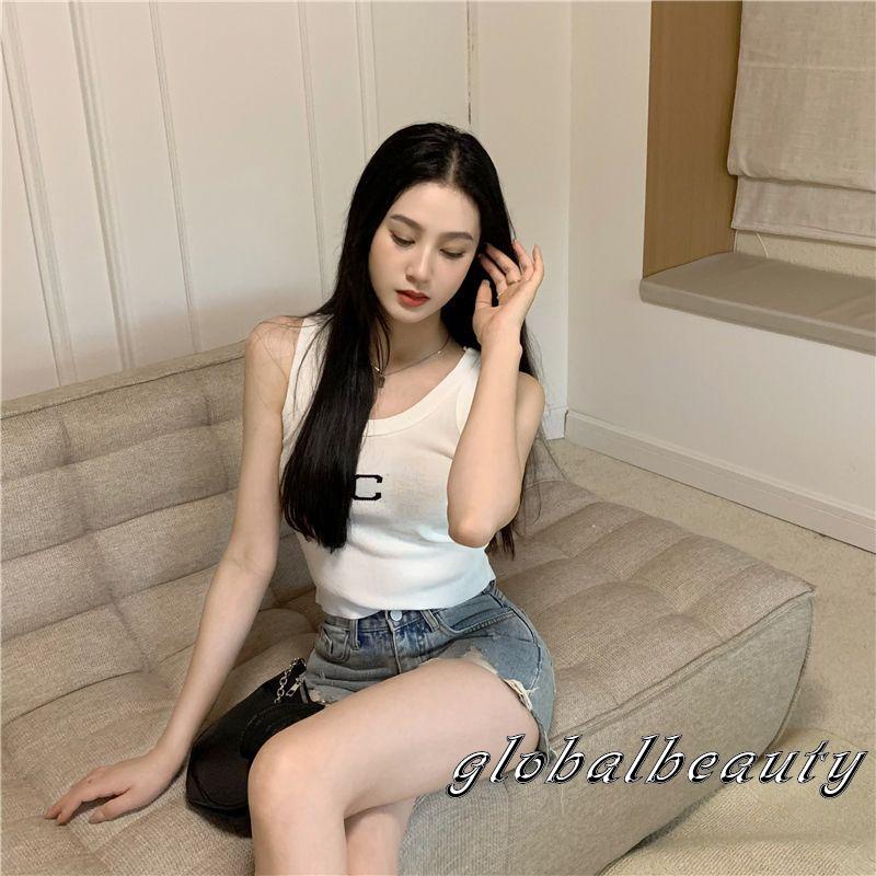 Áo Croptop Không Tay In Chữ Thời Trang Mùa Hè Dành Cho Nữ