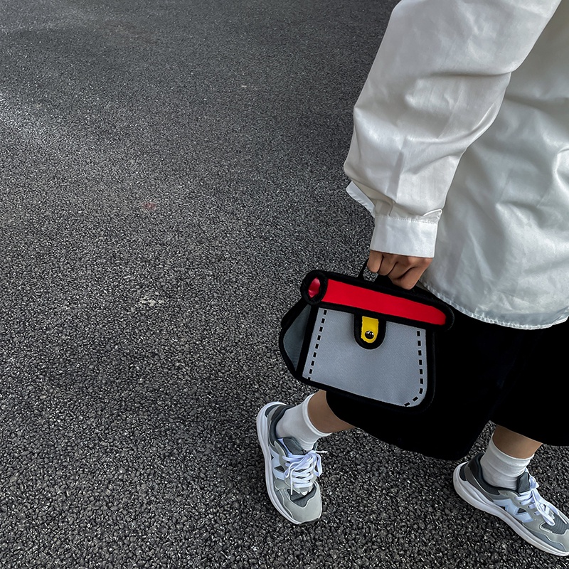 Túi Đeo Chéo Vai Vải canvas Hai Chiều Họa Tiết Hoạt Hình Dành Cho Nữ