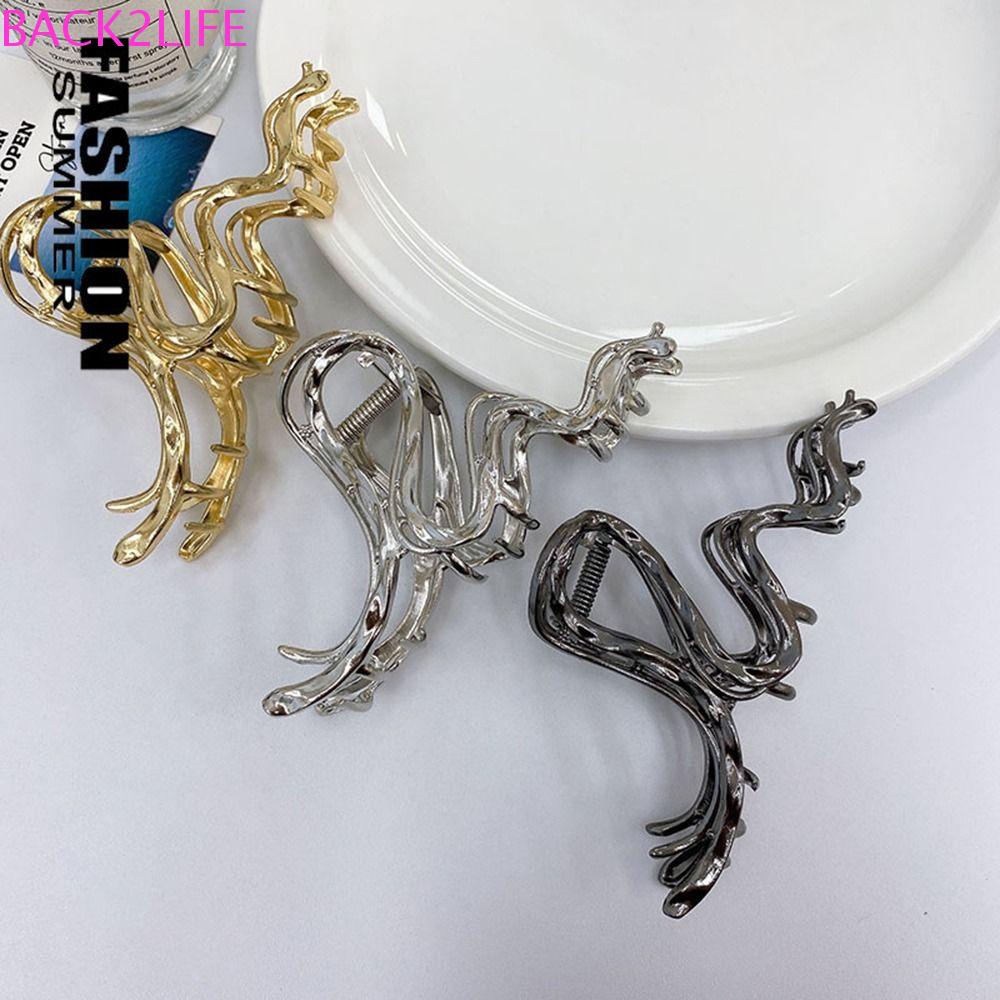 Kẹp Tóc Kim Loại Hình Cá Mập Phong Cách Retro Đơn Giản Cho Nữ 2life