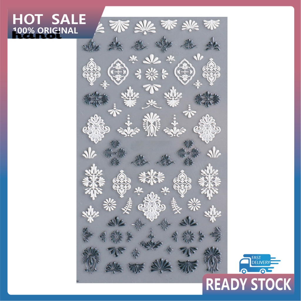 Miếng Dán Trang Trí Móng Tay Tự Nhiên Dập Nổi Họa Tiết Ren Hoa Lưng Siêu Mỏng Dành Cho Nữ
