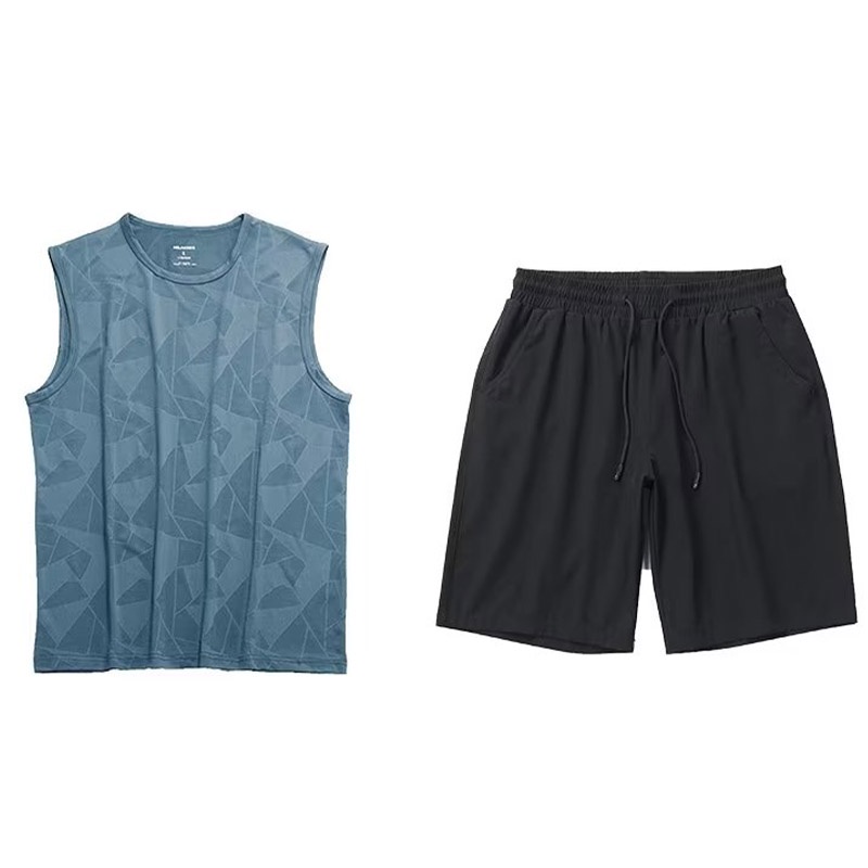 HANLU Bộ Áo Sát Nách + Quần Đùi Phong Cách Harajuku Nhật Bản Cá Tính Cho Nam