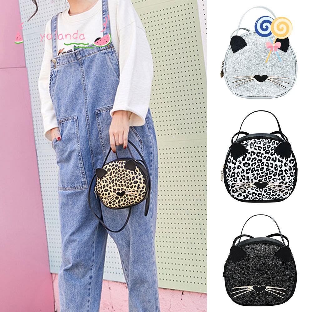 Túi Đeo Vai Hình Vuông In Họa Tiết Mèo Hoạt Hình Dễ Thương