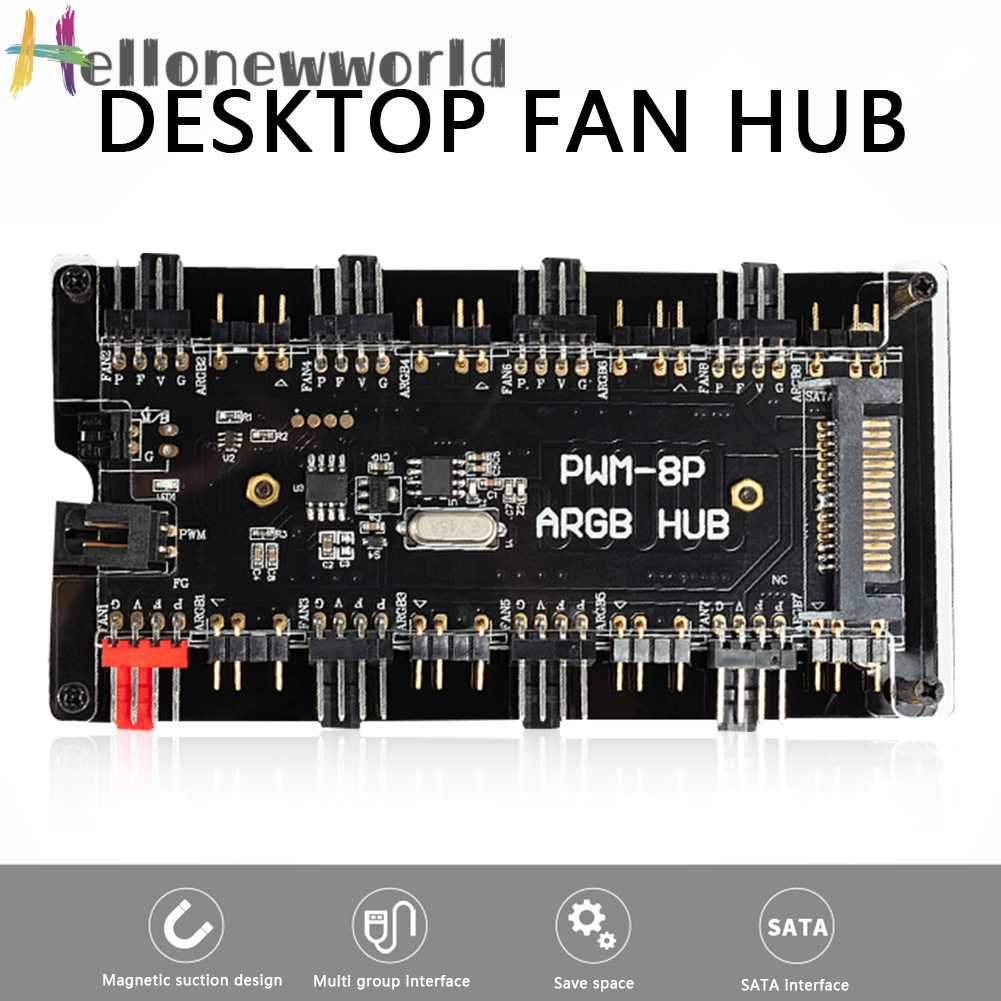 Bộ Chia Nguồn SATA Từ 1 Sang 8 Quạt 12V 4 Pin PWM ARGB