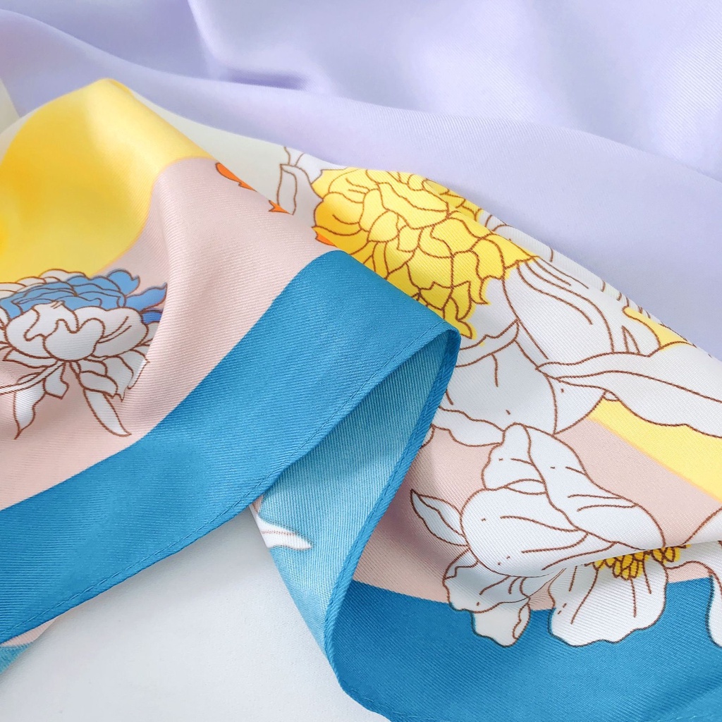 Khăn Choàng Cổ Hình Vuông Cỡ Lớn Bằng Lụa Thời Trang Hàn Quốc 2023 Kích Thước 90 * 90cm