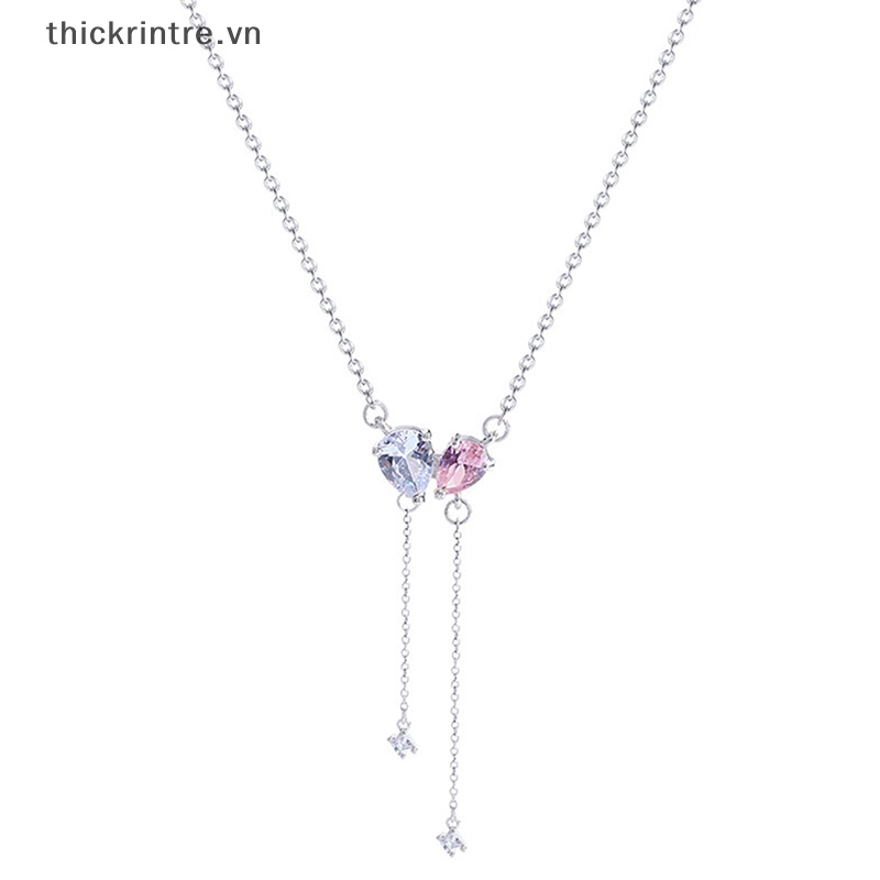 Vòng cổ Đính Đá Zircon Hồng Trắng Thiết Kế Độc Đáo Thanh Lịch Cho Nữ