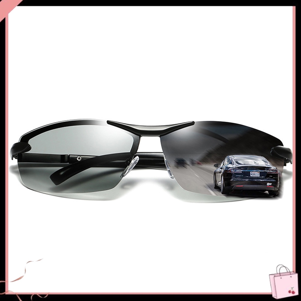 Kính Mát Phân Cực Nửa Gọng Kim Loại Chống Tia UV Chống Lóa Cho Nam Lái Xe