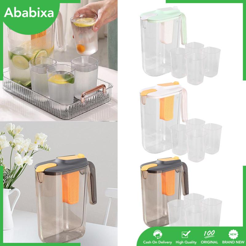 [Ababixa] Bộ Bình Đựng Nước 4 Ngăn Không Vỡ Có Nắp Đậy Dung Tích Lớn Cho Tủ Lạnh