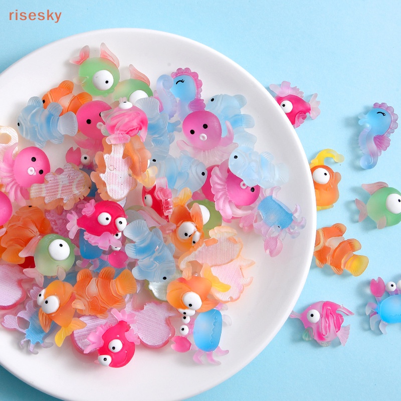 Set 10 Mô Hình Đại Dương Mini Bằng Nhựa Resin Dễ Thương Dùng Trang Trí Sổ Tay / Đồ Trang Sức DIY