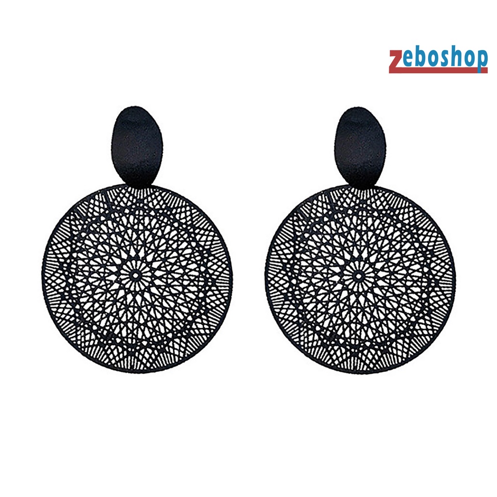 1 Đôi Khuyên Tai Hợp Kim Tròn Rỗng Họa Tiết Thời Trang Cho Nữ