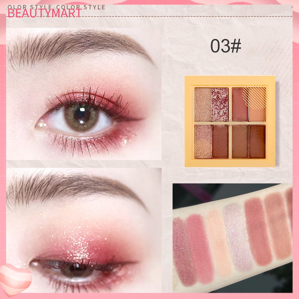 Bảng Phấn Mắt beautymart 4g 8 Màu Tông Nhũ Và Lì Trang Điểm Lâu Trôi Chống Nhòe Cho Nữ