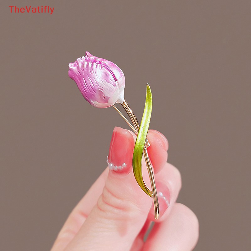 [Thevalifly] Ghim Cài Áo Hình Hoa Tulip Tráng Men Thanh Lịch Cá Tính Dành Cho Nữ Văn Phòng Bán Chạy