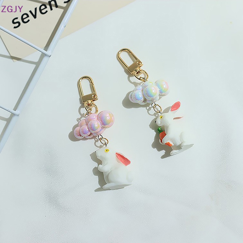 Móc Khóa Hình Thỏ Và Cà Rốt Tráng Men Bằng Hợp Kim Dễ Thương Cho Nữ Mới