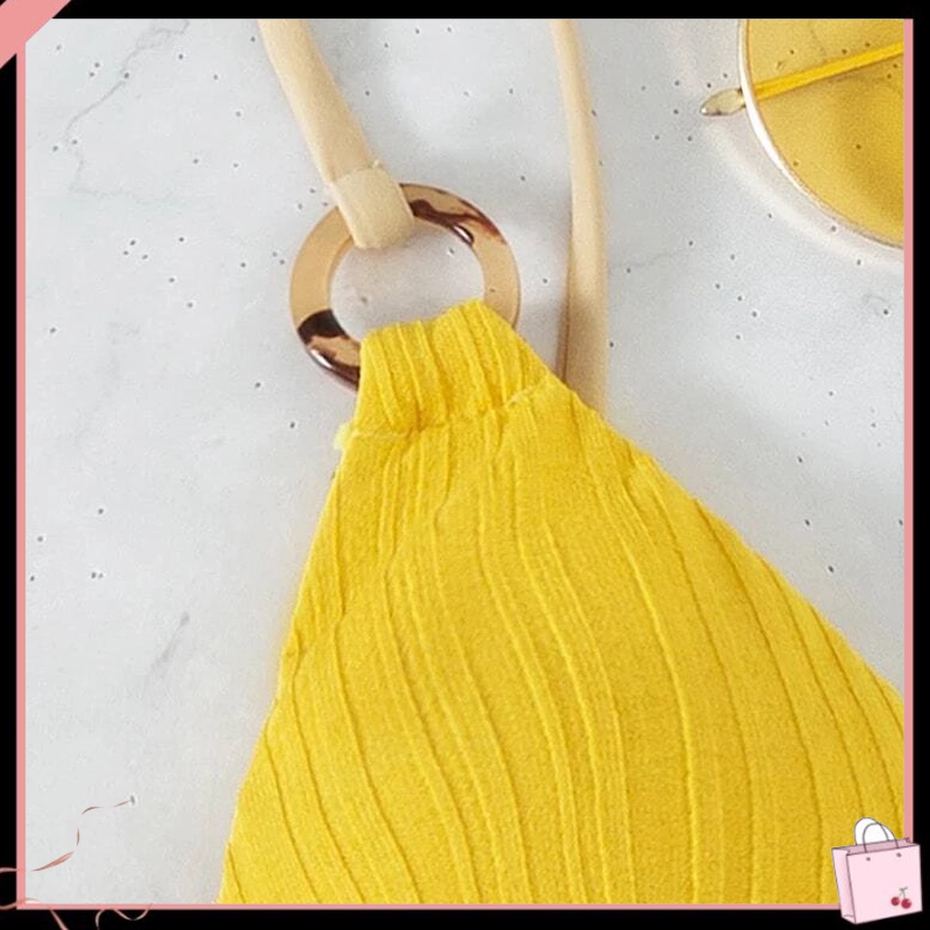 Bộ Đồ Bơi 2 Mảnh Màu Trơn Phong Cách Cổ Điển Thời Trang Mùa Hè Cho Nữ