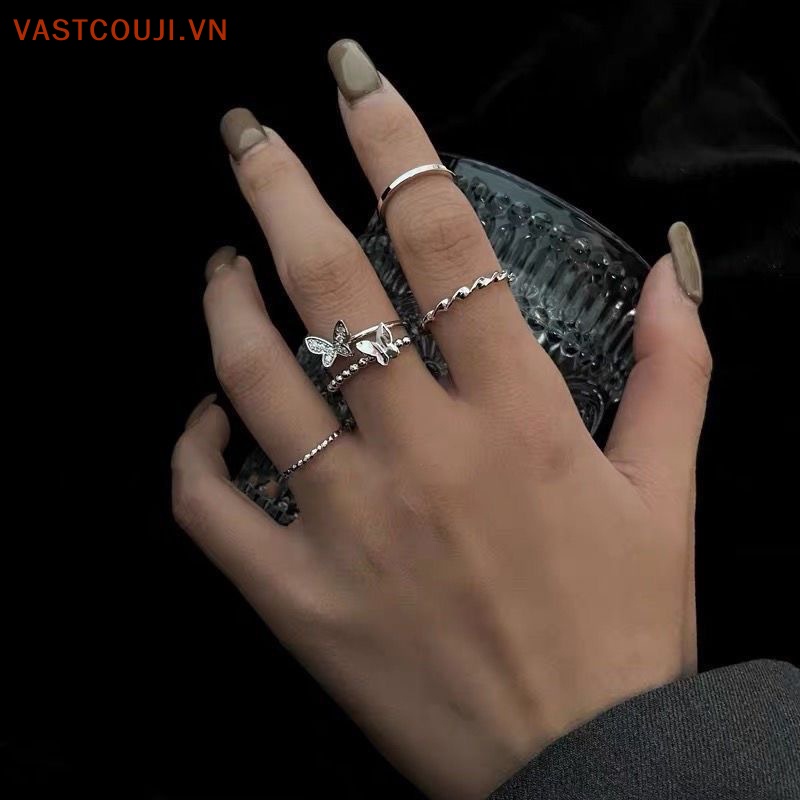 Nhẫn Kim Loại Hình Bướm Có Thể Điều Chỉnh Kích Cỡ Thời Trang Dành Cho Nữ