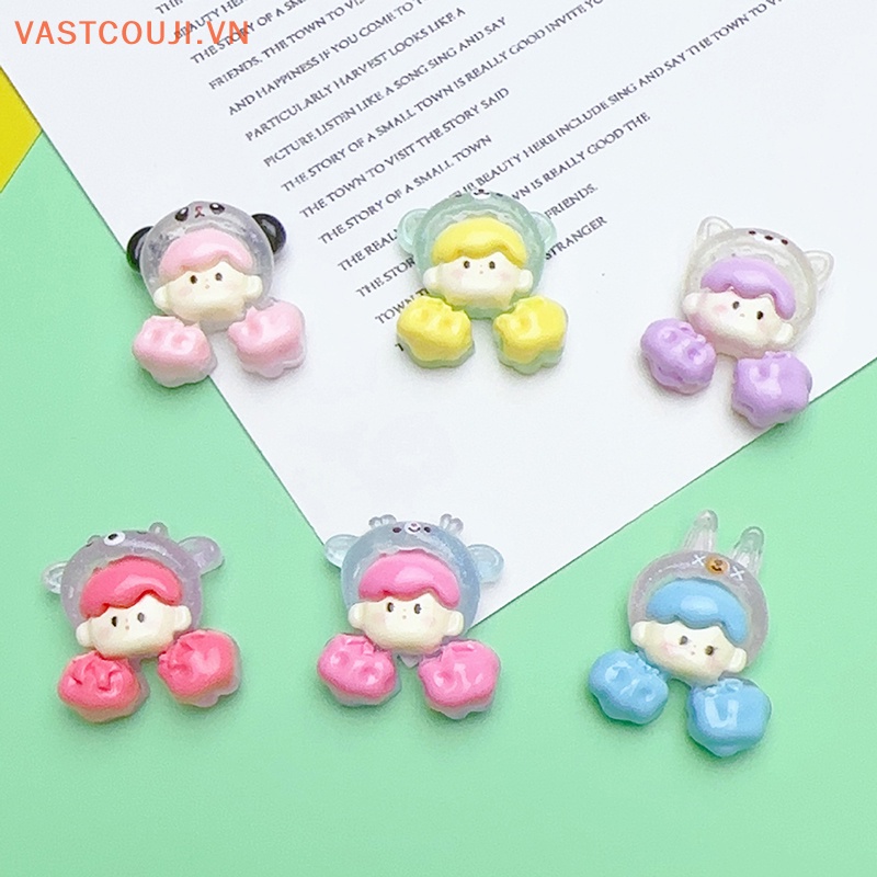 SANRIO Bộ 5 Kẹp Tóc Hình Ly Bắp Rangji Mini Bằng Resin Dạ Quang DIY