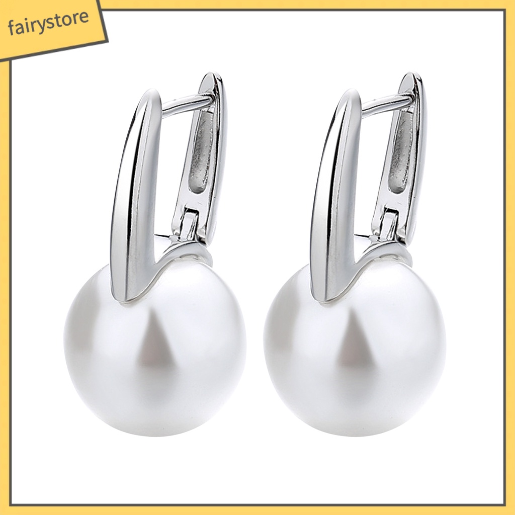 1 Đôi Bông Tai Đính Ngọc Trai Nhân Tạo Phong Cách Tối Giản Thanh Lịch Dành Cho Nữ