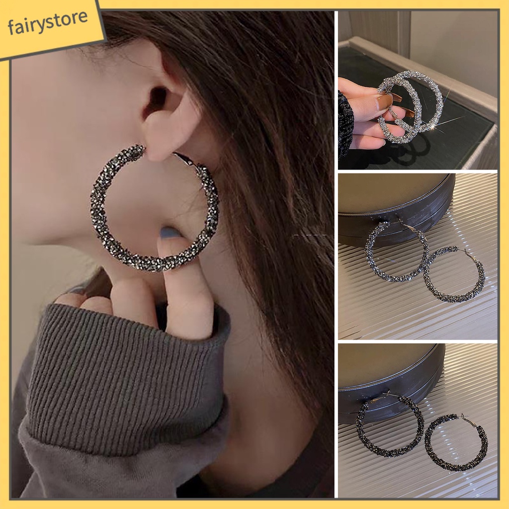 1 Đôi Bông Tai Đính Đá Lấp Lánh Thời Trang Dành Cho Nữ