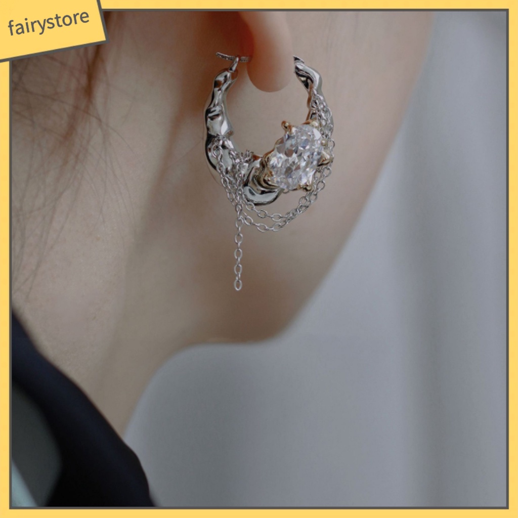 1 Đôi Bông Tai Tròn Đính Đá Lấp Lánh Thời Trang Dành Cho Nữ