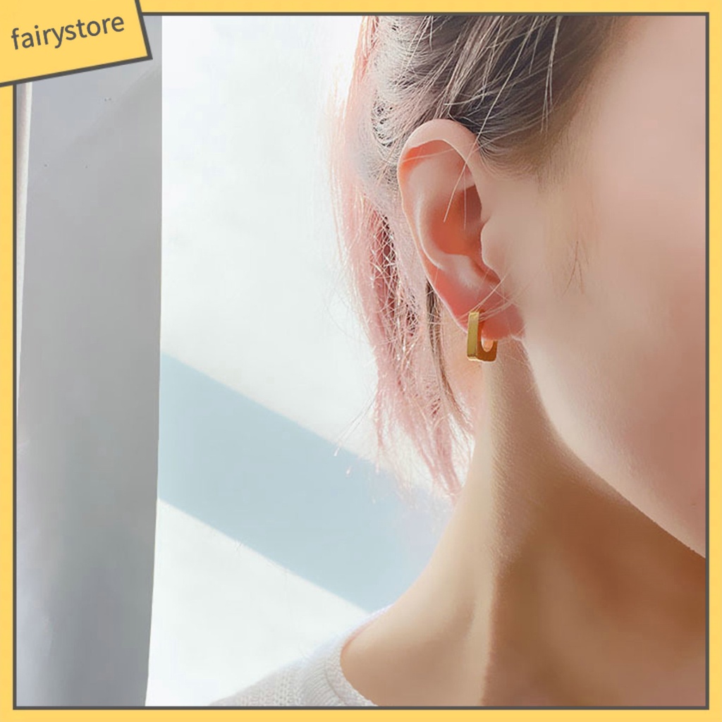 1 Đôi Bông Tai Hình Học Bằng Thép Titan Mạ Điện Không Phai Phong Cách Âu Mỹ