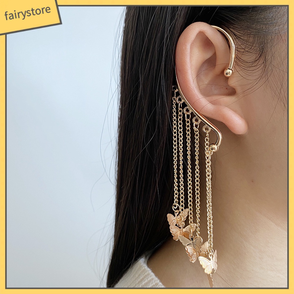 1 Bông Tai Dài Hình Bướm Đính Đá Lấp Lánh Dành Cho Nữ