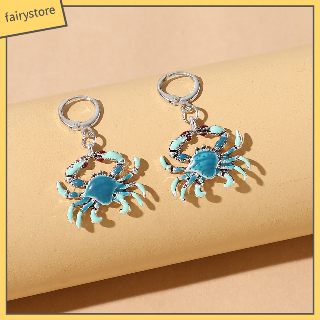 1 Đôi Bông Tai Hình Con Cua Bằng Kim Loại Bóng Đẹp Mắt Dành Cho Nữ