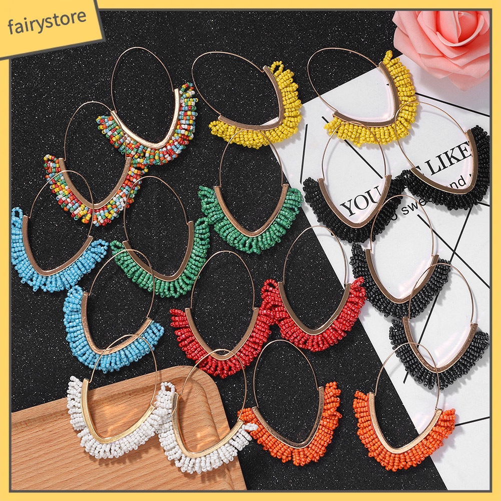 Bông Tai Chuỗi Hạt Tua Rua Phong Cách Bohemian Thời Trang Cho Nữ