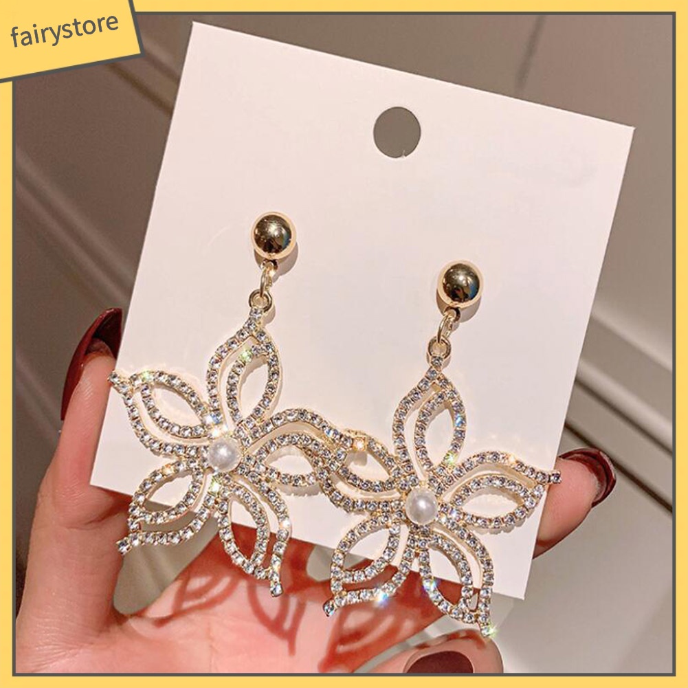 Bông Tai Dáng Dài Hình Hoa / Ngôi Sao Đính Đá Thời Trang Dự Tiệc Cho Nữ