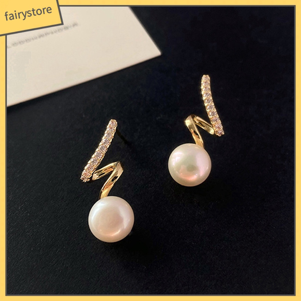 1 Đôi Bông Tai Đính Ngọc Trai Nhân Tạo Phong Cách Hàn Quốc