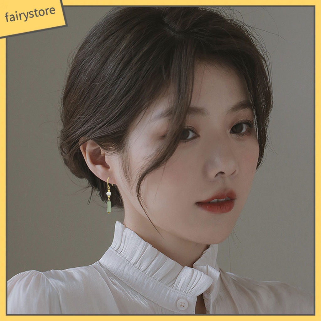 [FRO] 1 Đôi Bông Tai Móc Xỏ Hạt Ngọc Trai Giả Phong Cách Trung Quốc