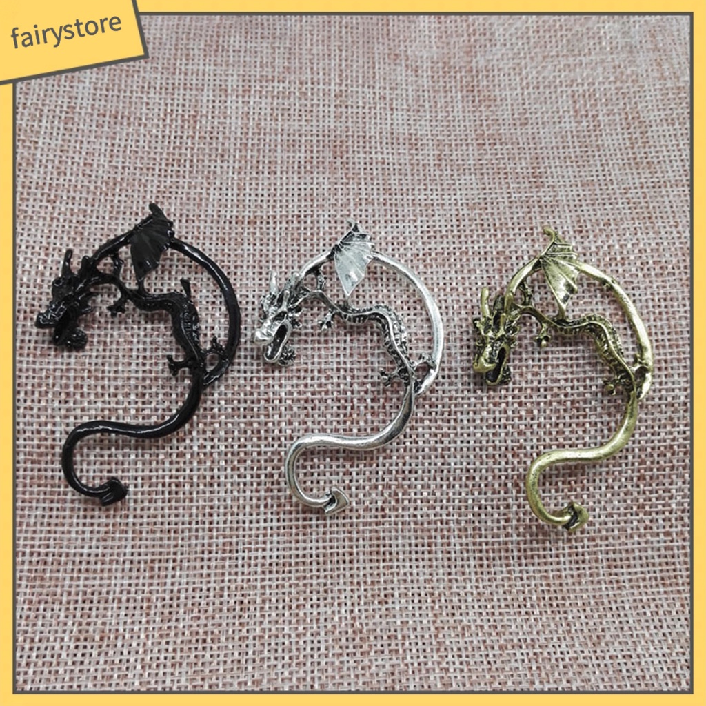 1 Khuyên Đeo Vành Tai Unisex Hình Rồng Phong Cách Punk Cá Tính