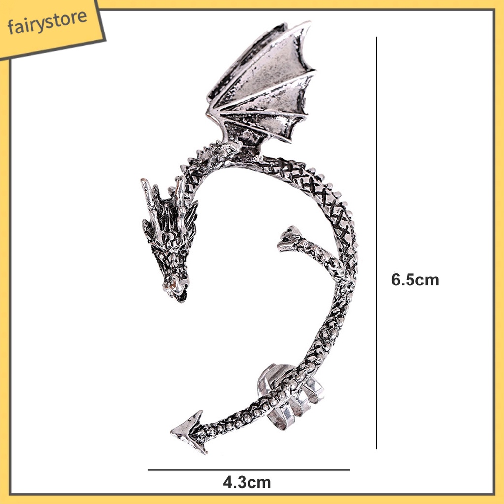 1 Khuyên Kẹp Vành Tai Hình Rồng Phong Cách Hip Hop Gothic Punk Thời Trang