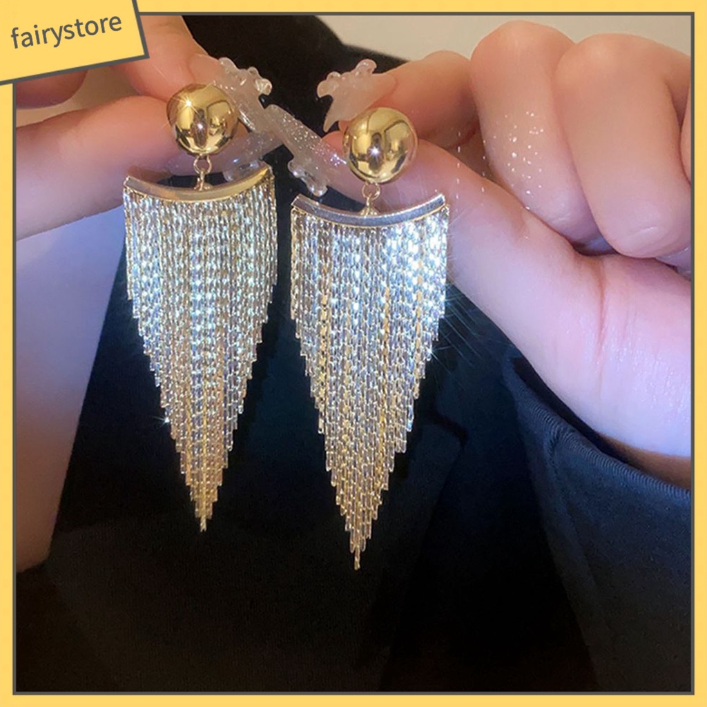 1 Đôi Bông Tai Tua Rua Dáng Dài Sang Trọng Thời Trang