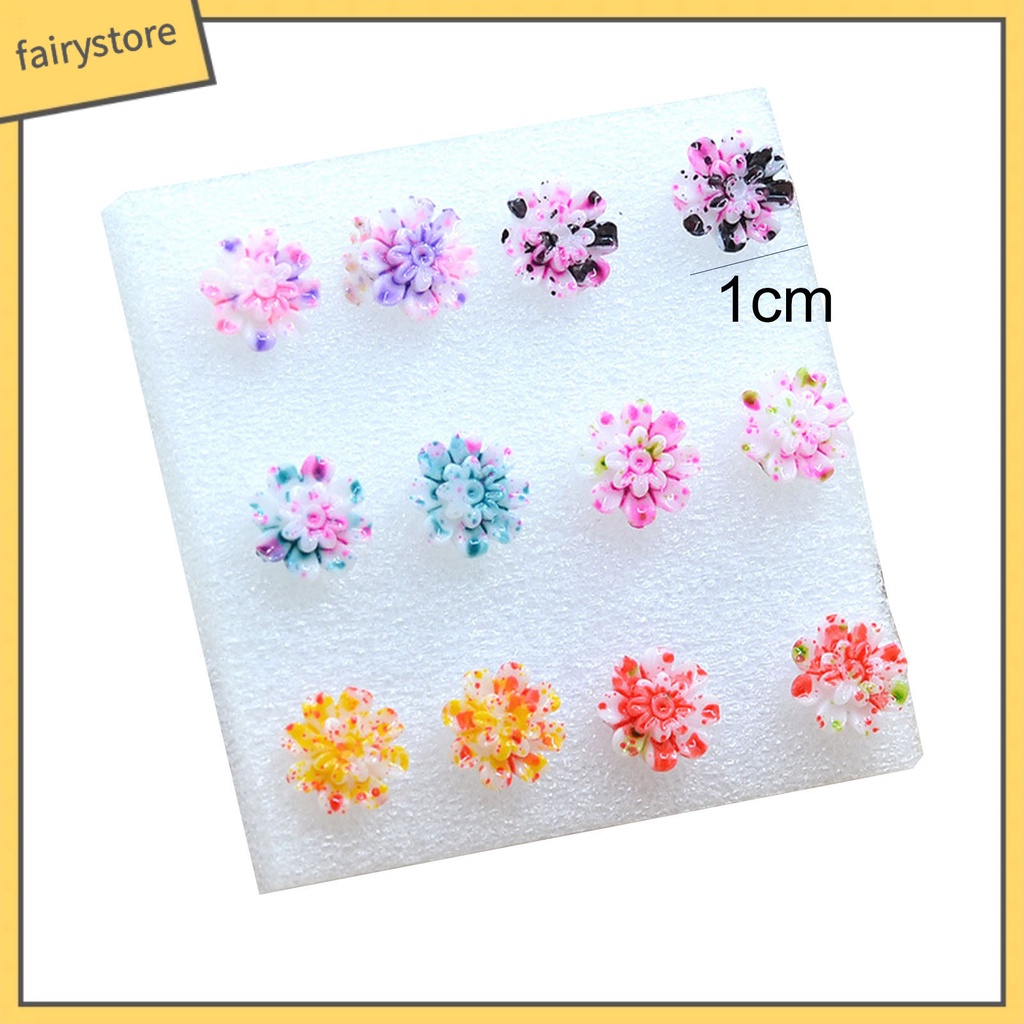 Set 6 Đôi Bông Tai Mini Bằng Resin Nhiều Màu Dễ Thương