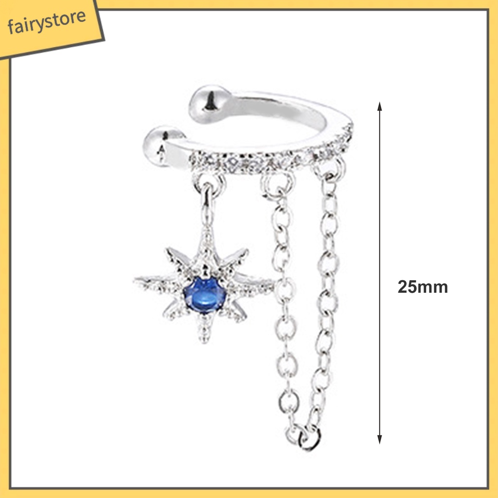 [FRO] 1 Bông Tai Dạng Kẹp Hình Học Ngôi Sao Đính Đá Zircon Phong Cách Hàn Quốc Cho Tiệc Cưới