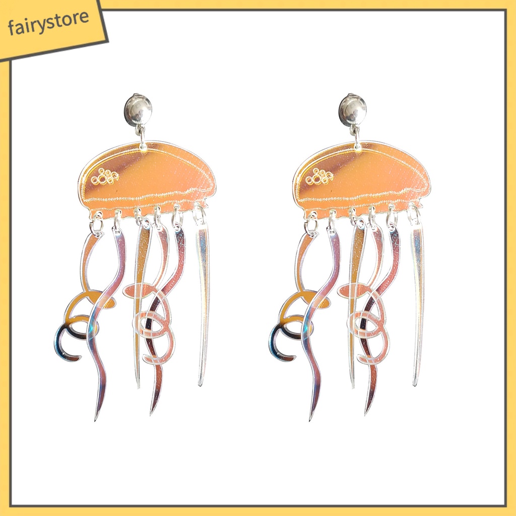 1 Đôi Bông Tai Hình Sứa Hoạt Hình Dạng Cong Bằng Acrylic Cho Nữ