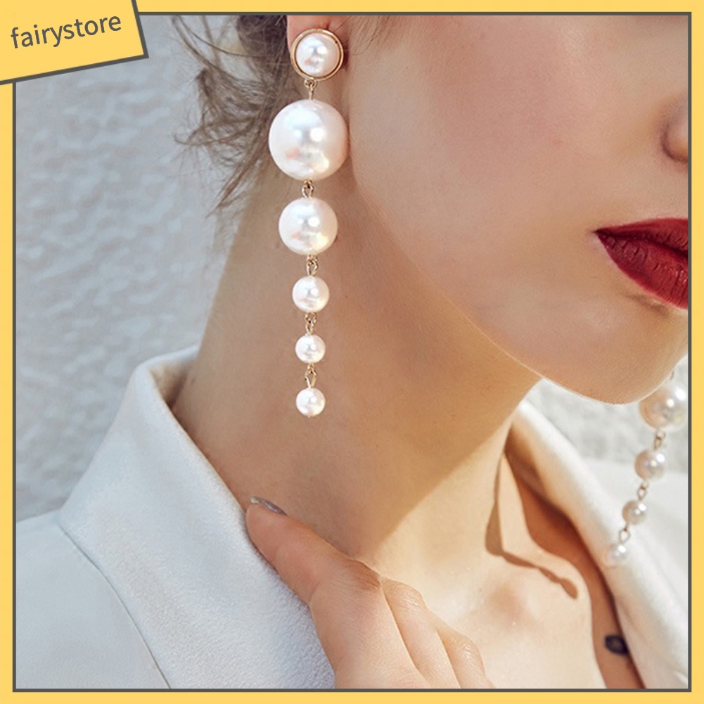 Bông Tai Chuỗi Hạt Ngọc Trai Giả Thanh Lịch Cho Nữ