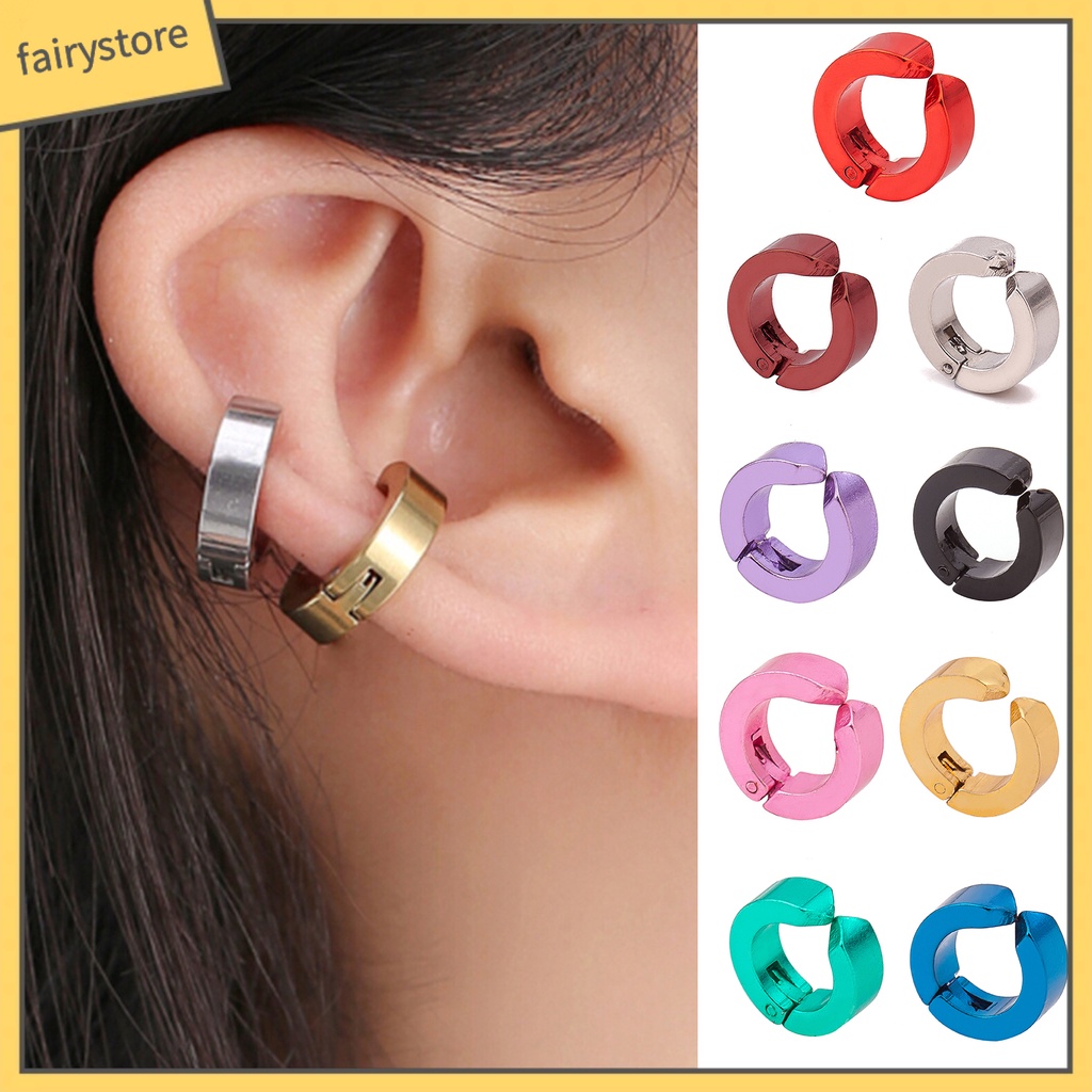 [FRO] 1 Khuyên Tai Dạng Kẹp Hình Tròn Màu Trơn Trang Trí Phong Cách Punk Bền Bỉ Không Gây Dị Ứng Phong Cách Hàn Quốc Thích Hợp Làm Quà Tặng