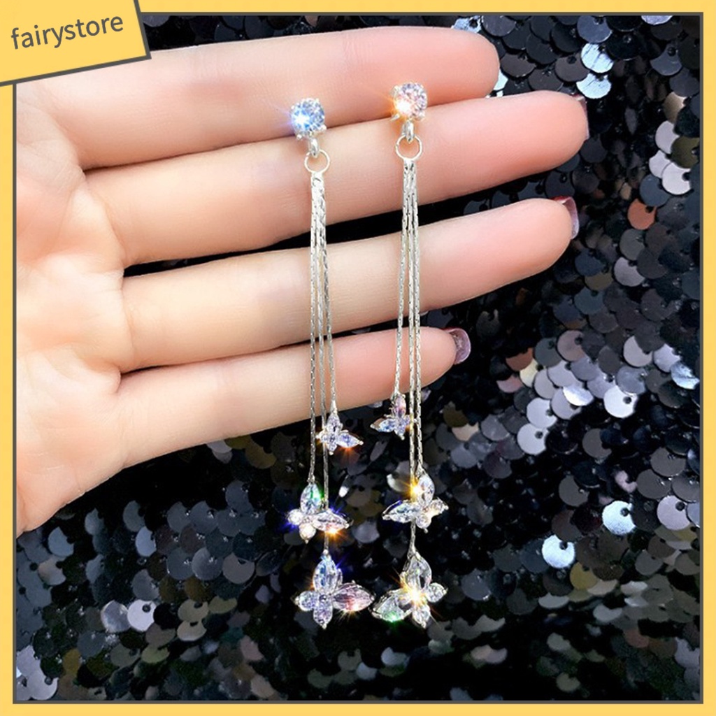 1 Đôi Bông Tai Hình Bướm Đính Đá Lấp Lánh Dành Cho Nữ