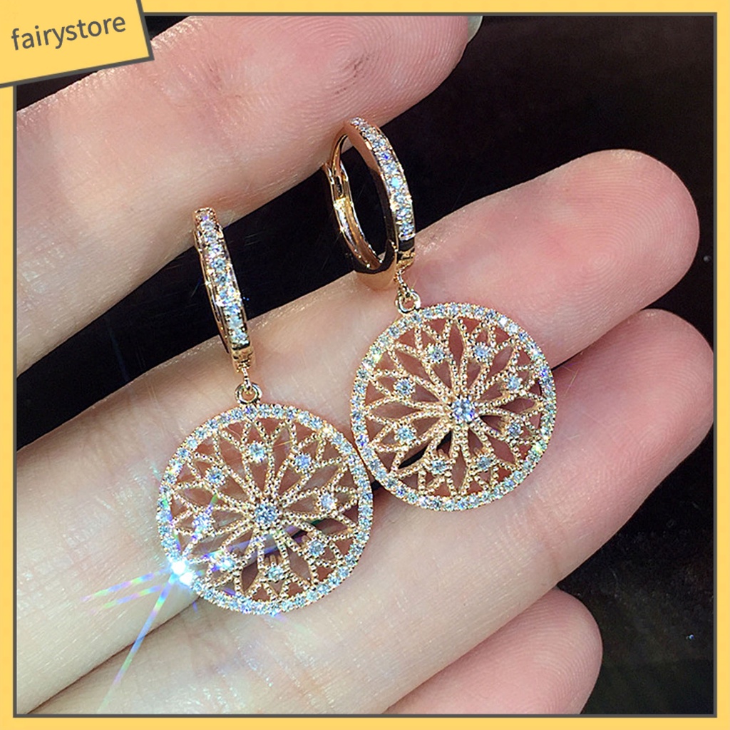 1 Đôi Bông Tai Hình Dreamcatcher Đính Đá Lấp Lánh Dành Cho Nữ